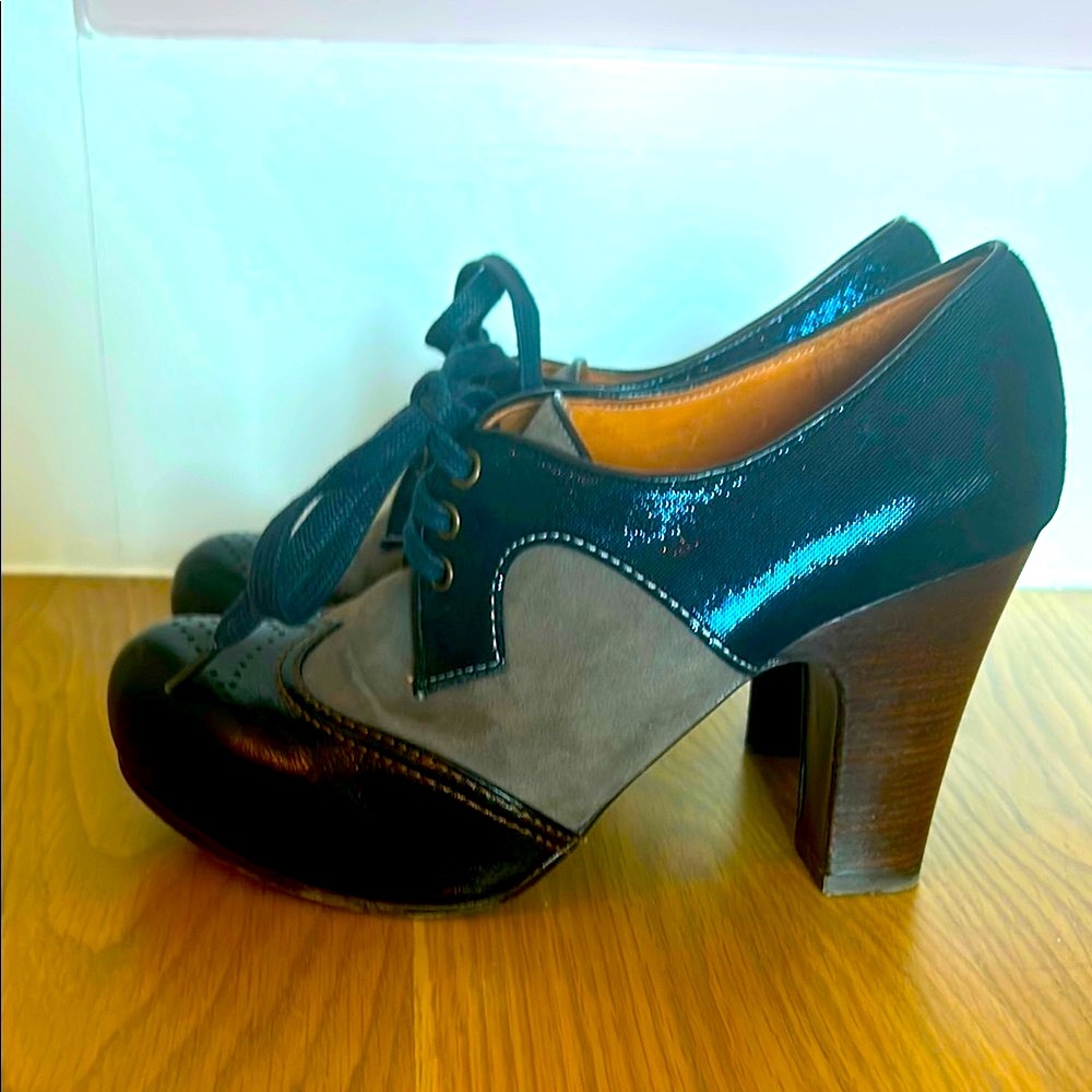 Chie Mihara heeled brogues Black and Gray Lace-Up Shoes size 36 - Picture 4 of 8